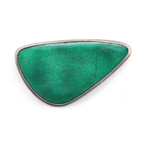Norway Knut Andreas Rasmussen Guilloche Enamel Sterling Silver Green Brooch 10.9 G: Norway Knut Andreas Rasmussen Guilloche Enamel Sterling Silver Green Brooch 10.9 G