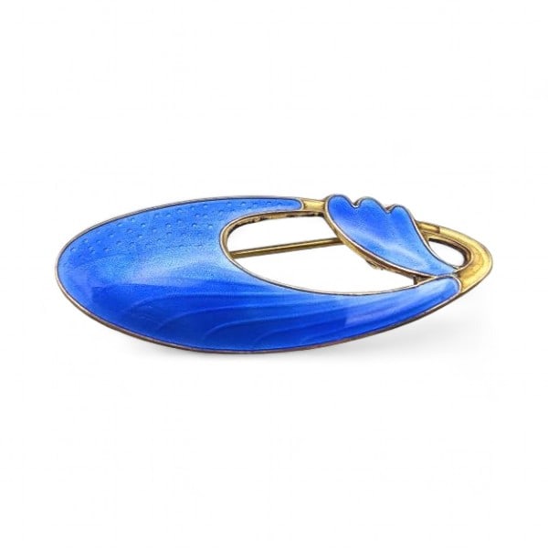 Norway OPRO Produkter Guilloche Enamel Sterling Silver Blue Brooch 6.8 G: Norway OPRO Produkter Guilloche Enamel Sterling Silver Blue Brooch 6.8 G