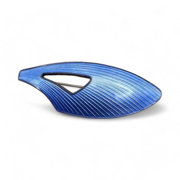 Denmark VB Volmer Bahners Guilloche Enamel Sterling Silver Blue Brooch 16.9 G (1 of 3)