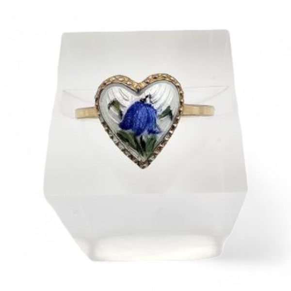 Norway H Ivar T Holth Guilloche Enamel Sterling Silver Bluebell Flower Ring Sz. 4.75 1.2 G (1 of 3)