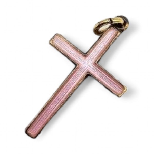Norway OPRO Produkter Guilloche Enamel Sterling Silver Pink Enamel Sterling Silver Cross Pendant 1.2: Norway OPRO Produkter Guilloche Enamel Sterling Silver Pink Cross Pendant 1.2 G