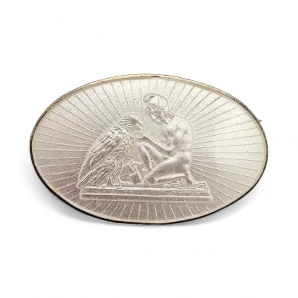 Denmark MEKA Guilloche Enamel Sterling Silver White Thorvaldsen Gauymedee Jupiter's Eagle Brooch 6.3: Denmark MEKA Guilloche Enamel Sterling Silver White Thorvaldsen Gauymedee Jupiter's Eagle Brooch 6.3 G