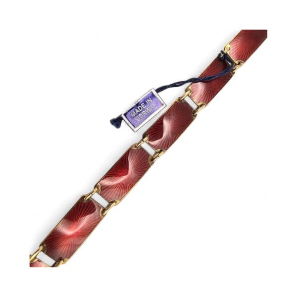 Norway OPRO Produkter Guilloche Enamel Sterling Silver Red Bracelet 17.8 G (1 of 3)