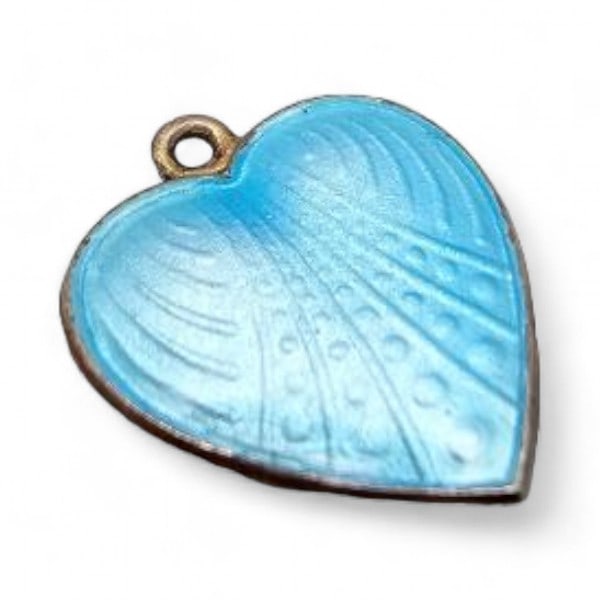 ALch Guilloche Enamel Sterling Silver Light Blue Heart Pendant 2 G: ALch Guilloche Enamel Sterling Silver Light Blue Heart Pendant 2 G