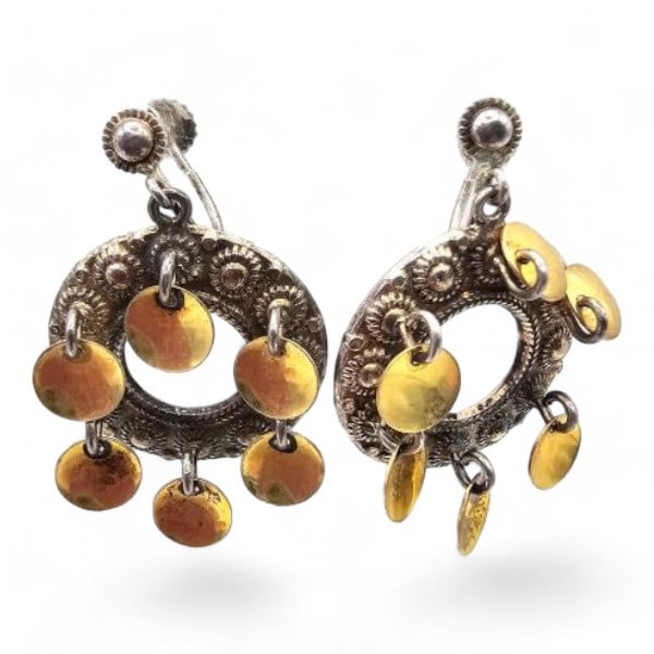 Vintage Norway Aksel Holmsen Sterling Silver Solje Wedding Dangle Earrings 7.1 G (1 of 3)