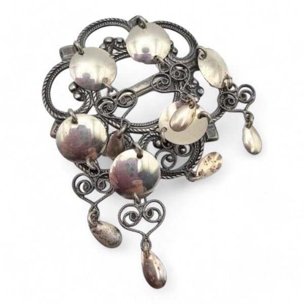 Vintage Norway H Ivar T Holth 830 Silver Solje Wedding Dangle Ornate Brooch 20 G: Vintage Norway H Ivar T Holth 830 Silver Solje Wedding Dangle Ornate Brooch 20 G
