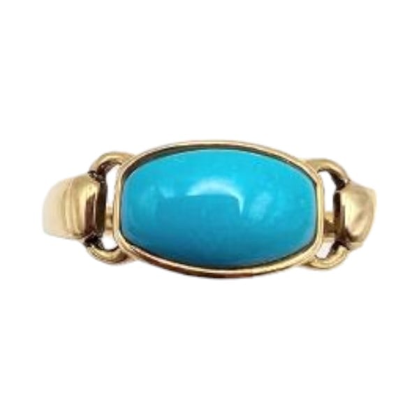 Sleeping Beauty Turquoise 14K Gold Cocktail Ring Sz. 7.5 2.2 G (1 of 4)