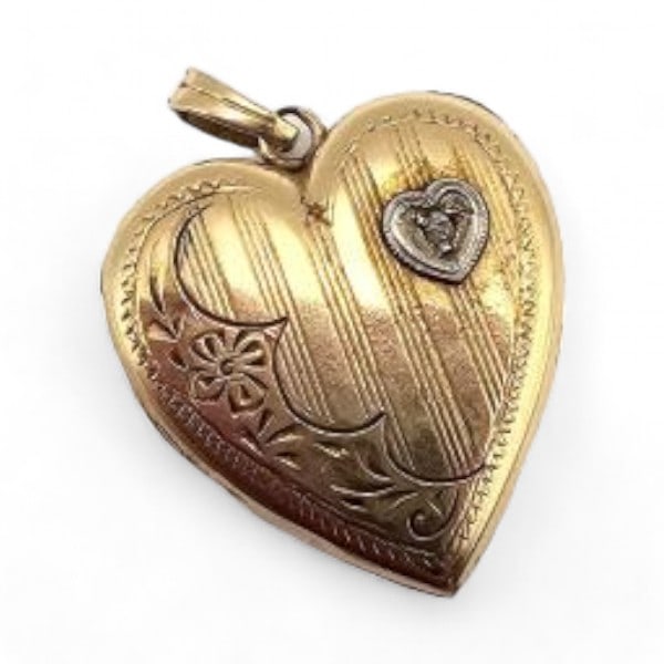 Signed 10K Gold Heart Locket Pendant 2.3 G: Signed 10K Gold Heart Locket Pendant 2.3 G