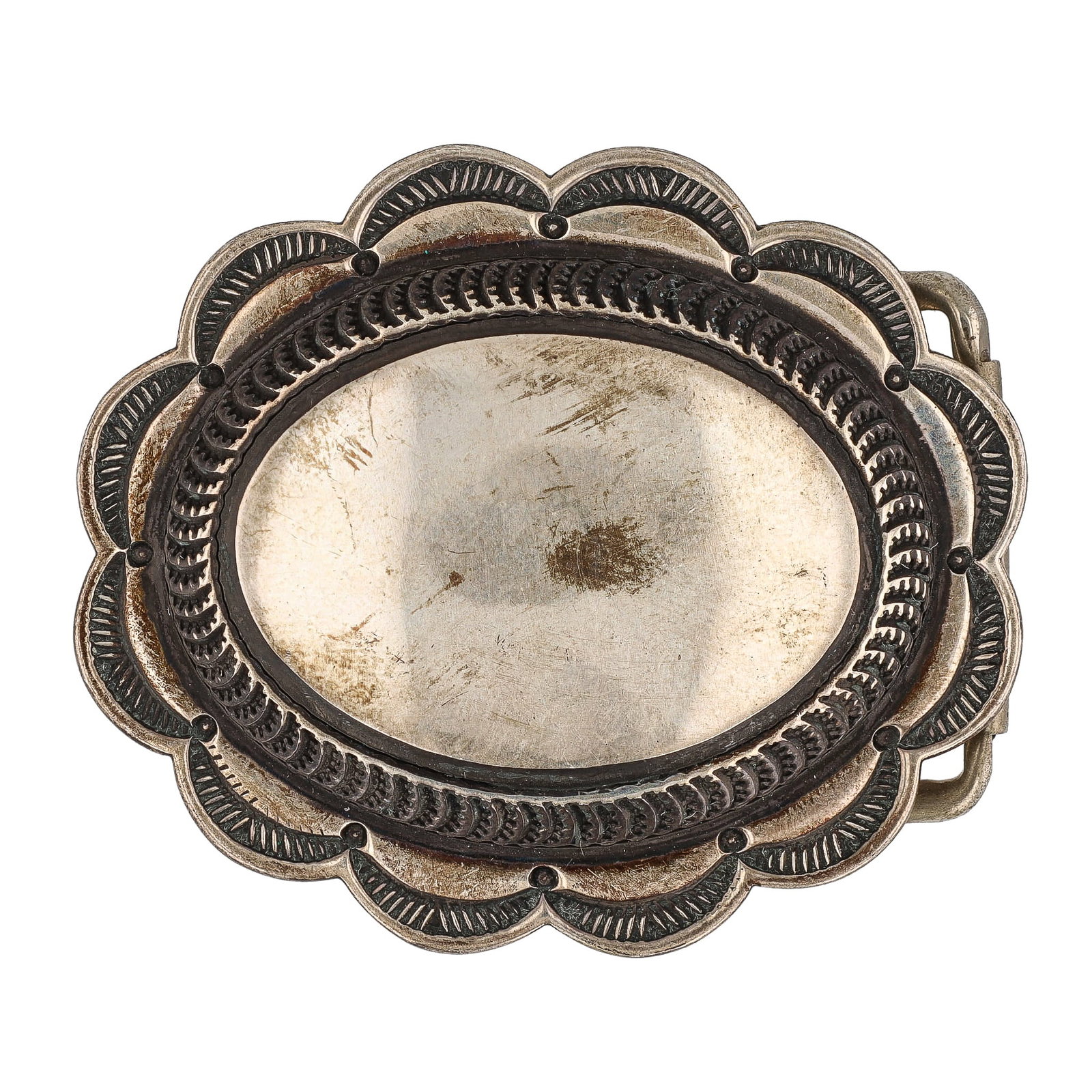 S. Stewart Southwestern Stamped Sterling Belt Buckle: S. Stewart Southwestern Stamped Sterling Belt Buckle 19g
