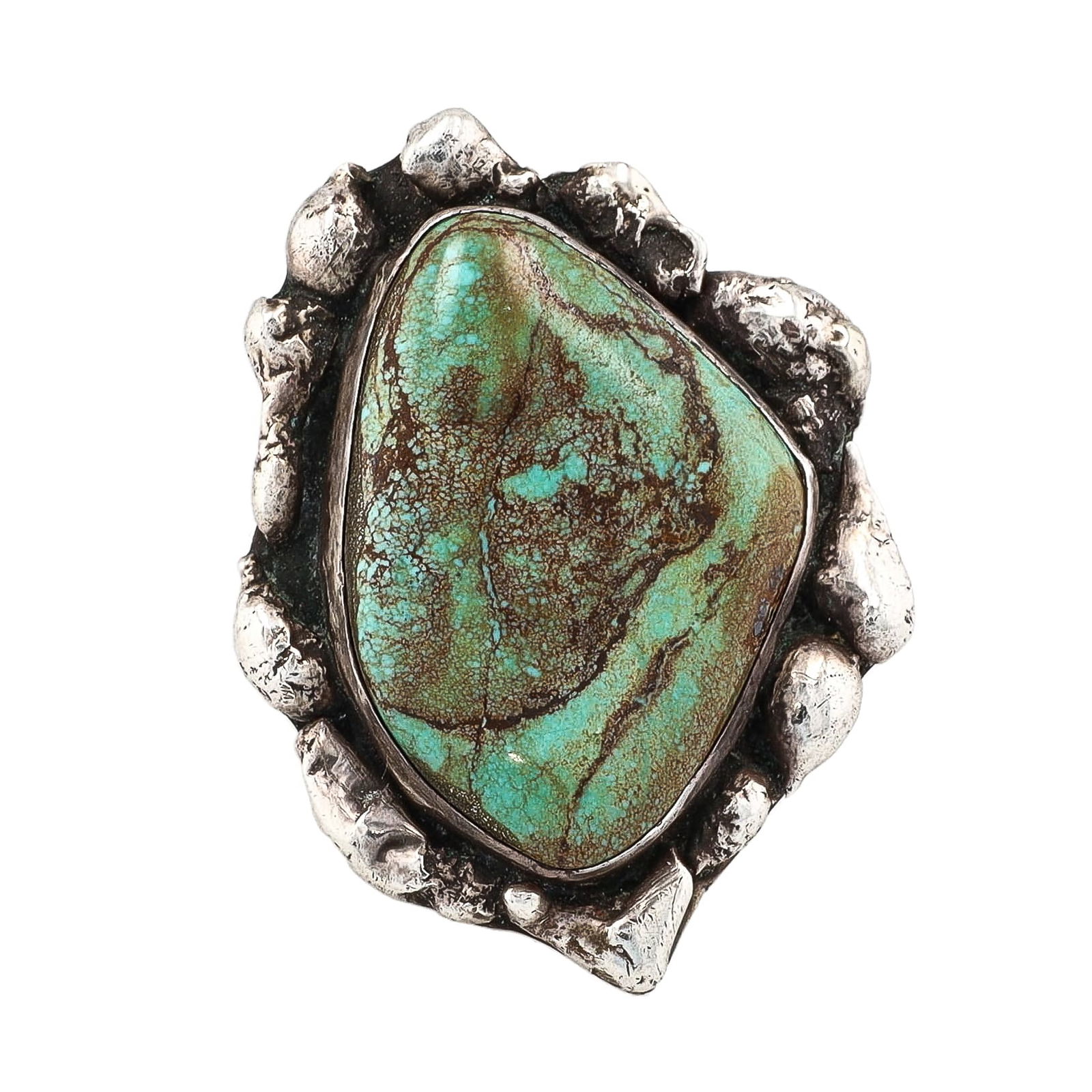 Vintage Navajo Turquoise Sterling Ring Sz. 8 (1 of 5)