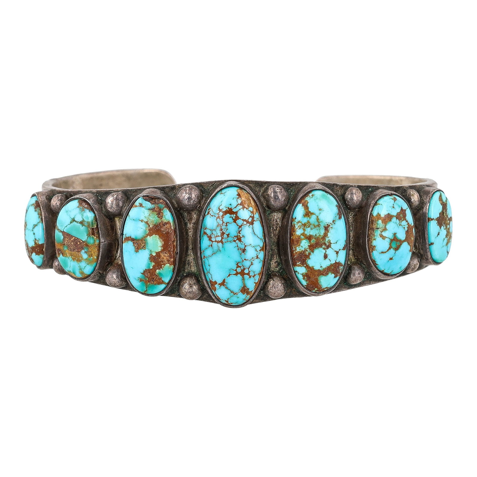 Vintage Navajo Red Mountain Turquoise Sterling Cuff Bracelet (1 of 6)
