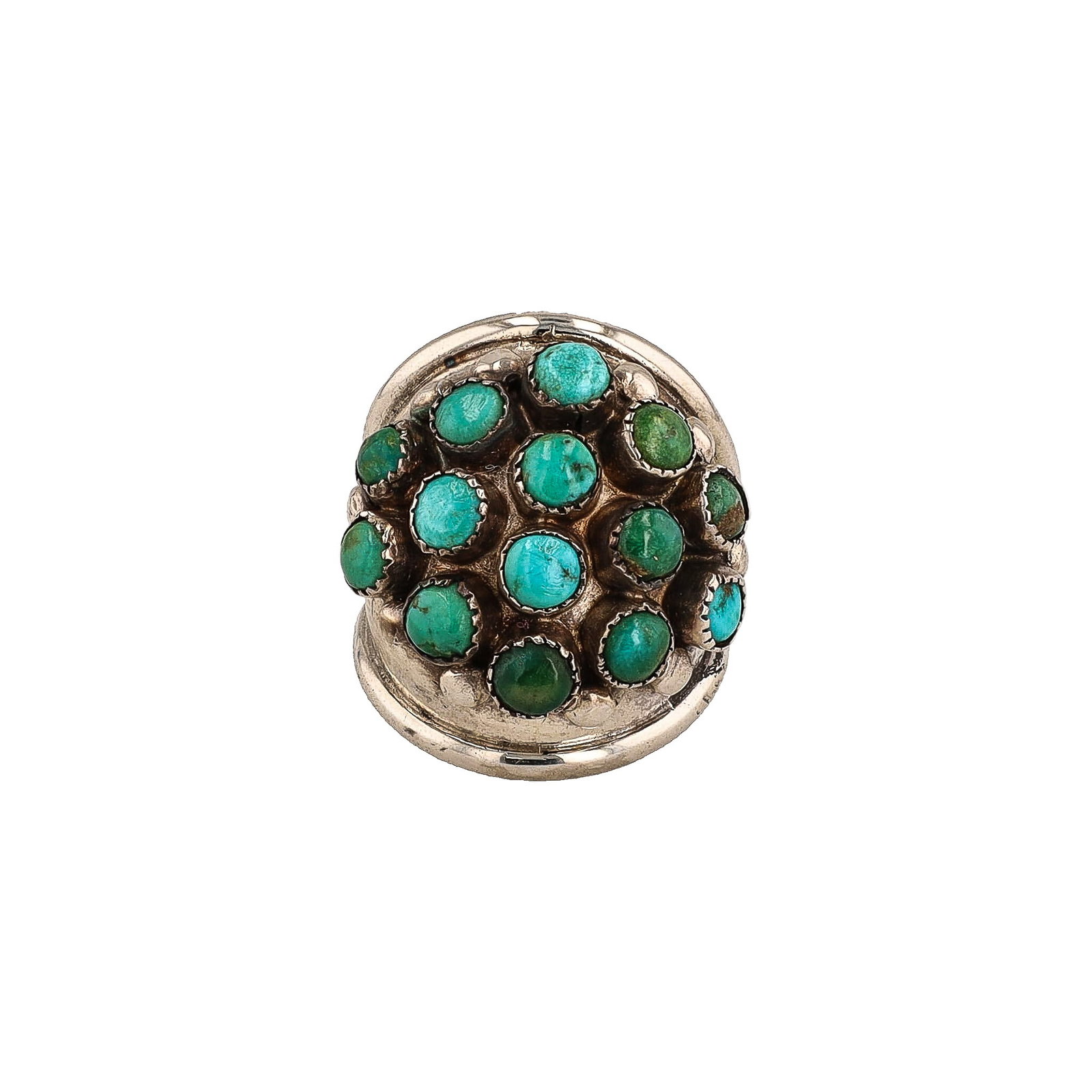 Vintage Navajo Green Blue Turquoise Sterling Ring Sz. 6.25 (1 of 5)