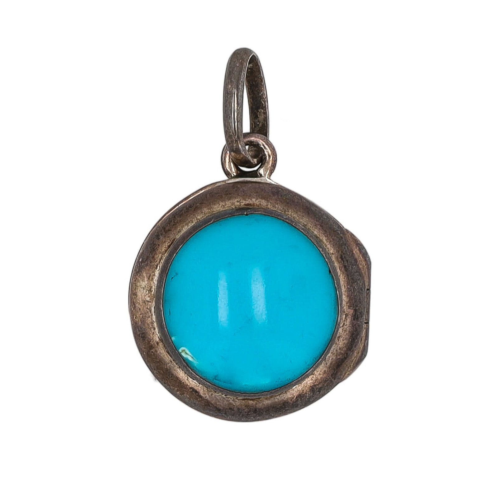 Vintage Mexico Turquoise Sterling Round Locket: Vintage Mexico Turquoise Sterling Round Locket 3g