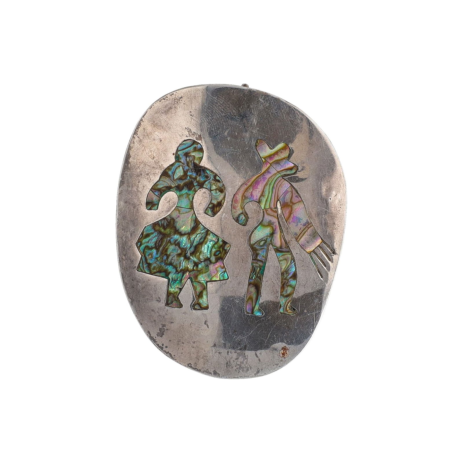Signed APD Taxco Mexico Abalone Sterling Dancers Pendant Brooch (1 of 4)