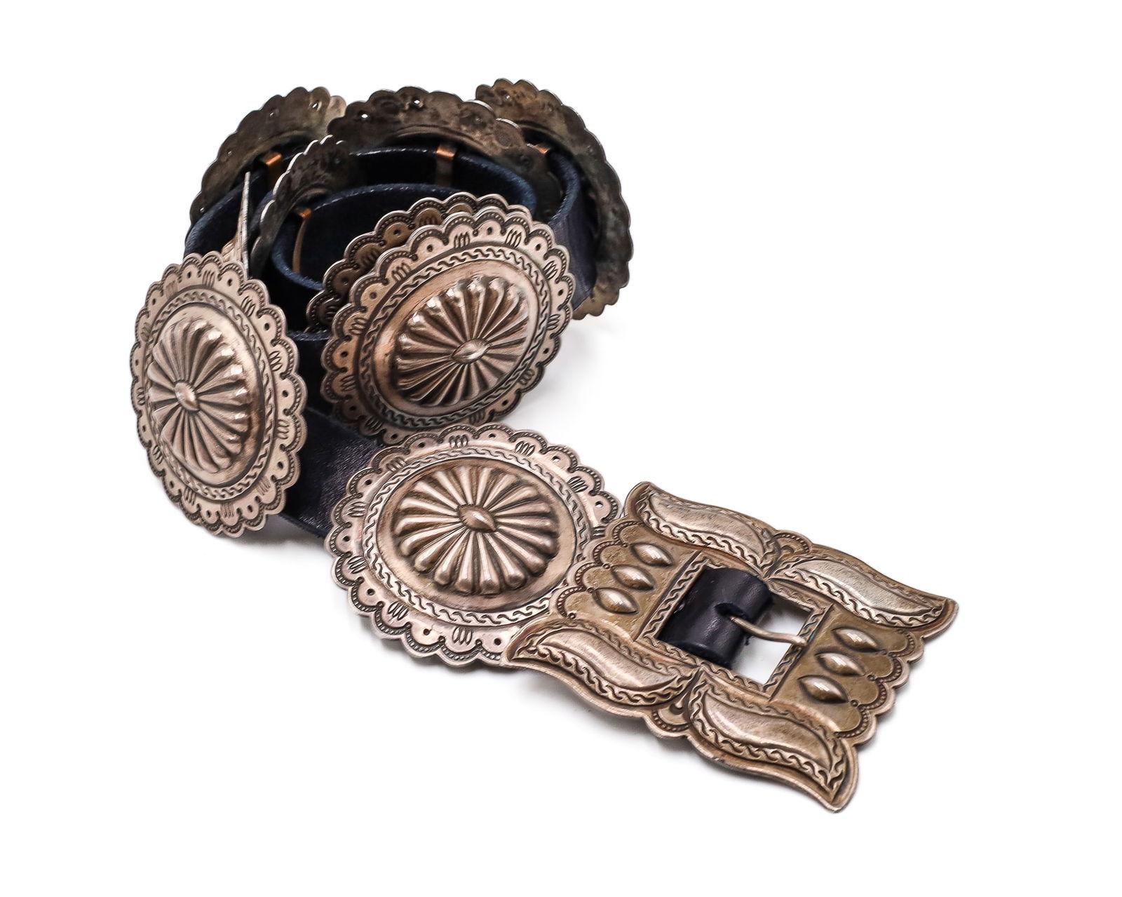 Vintage Navajo CA Pg 1925 9 Piece Concho Belt Belt (1 of 6)