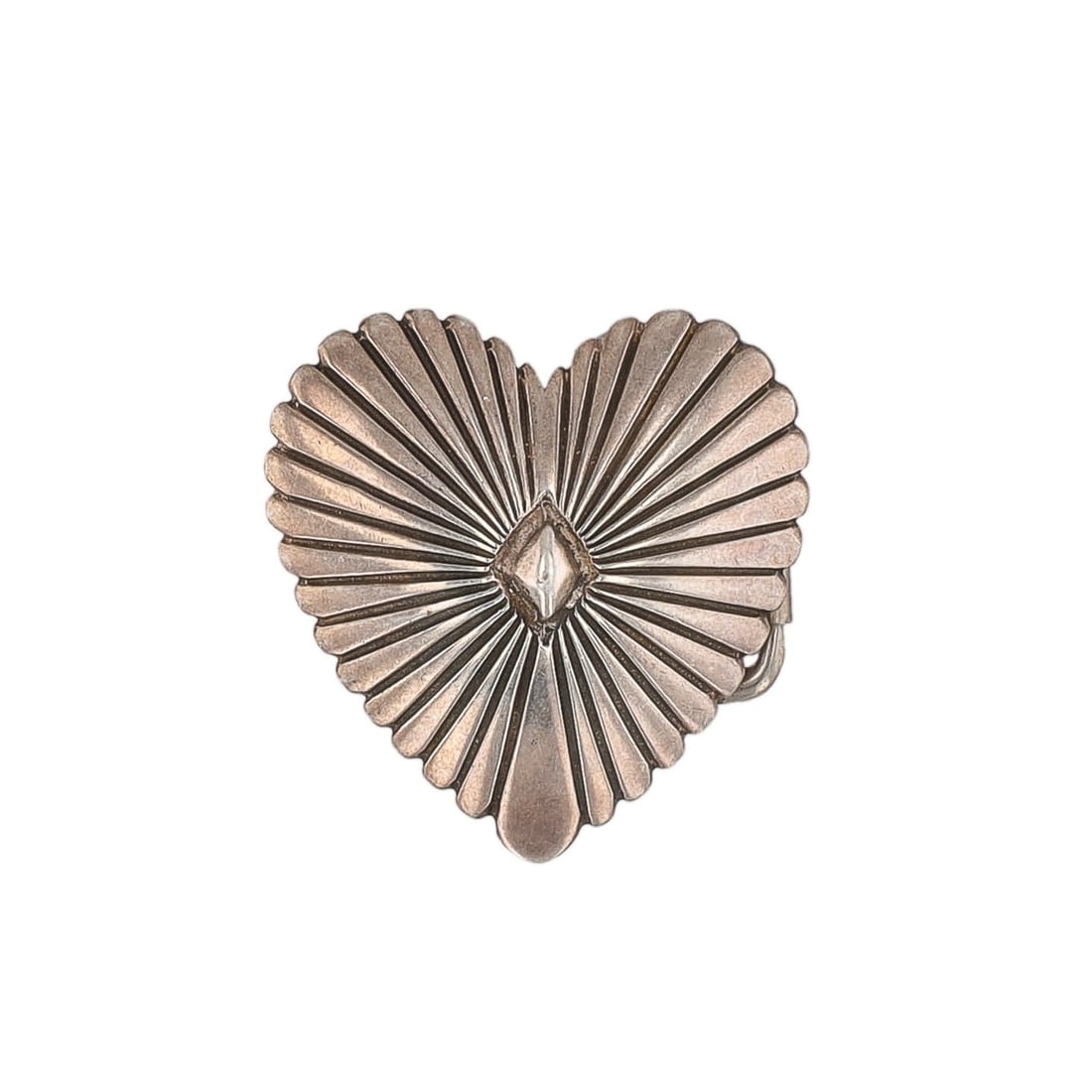 Phillip T. Guerrero AND Sun West SIlver Co. Sterling Stamped Heart Belt Buckle: Phillip T. Guerrero AND Sun West SIlver Co. Sterling Stamped Heart Belt Buckle 14g