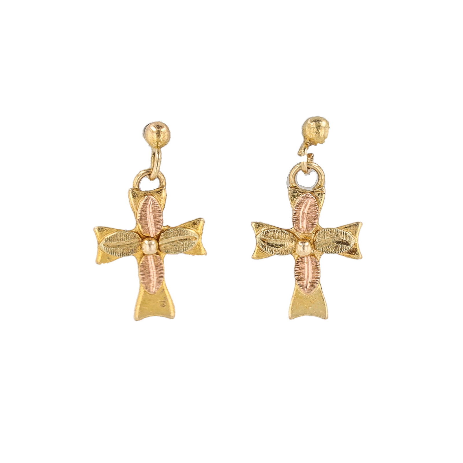 Signed C. Co 14K Gold Cross Dangle Earrings (1 of 4)
