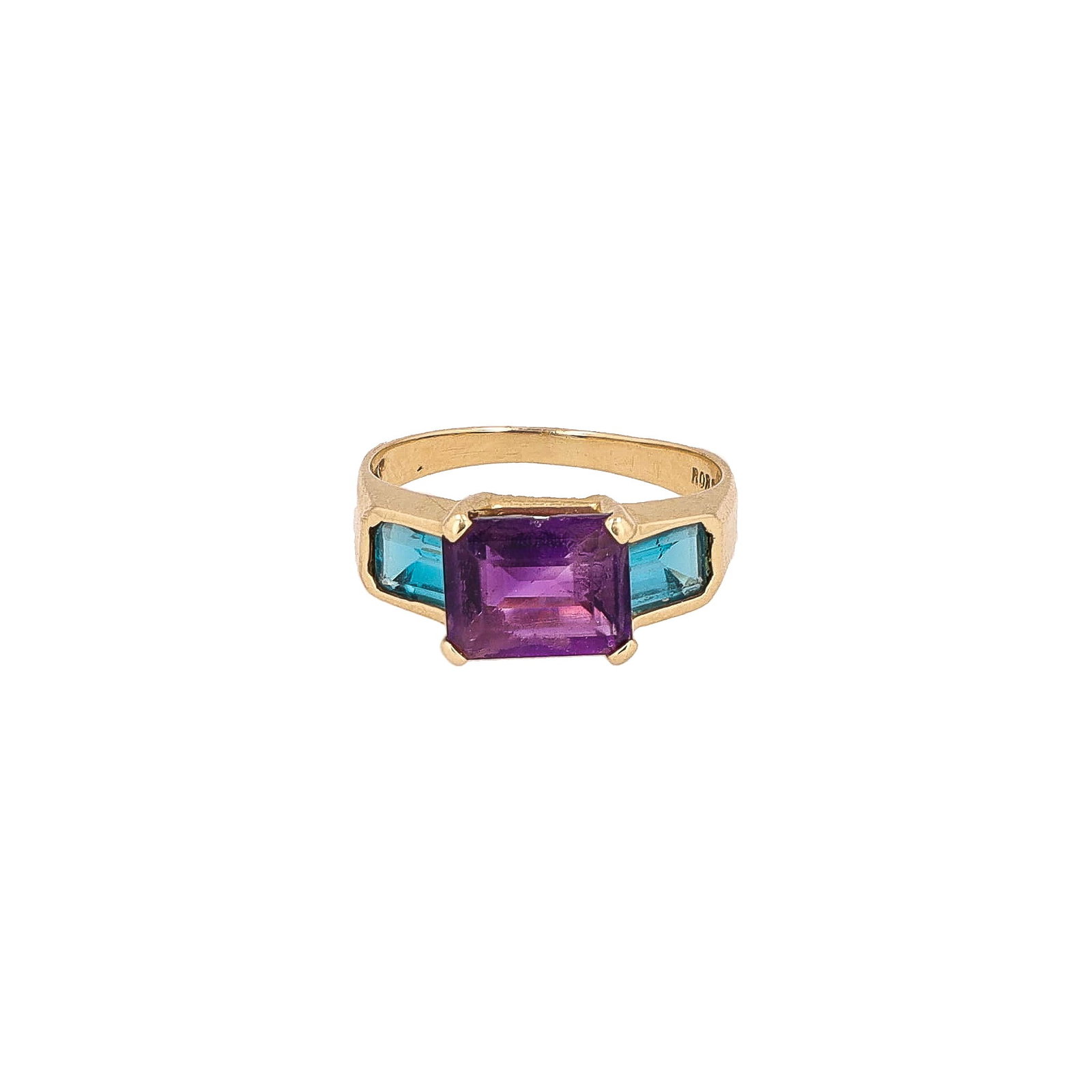 Signed ROR Topaz Amethyst 14K Gold Cocktail Ring Sz. 6 (1 of 7)