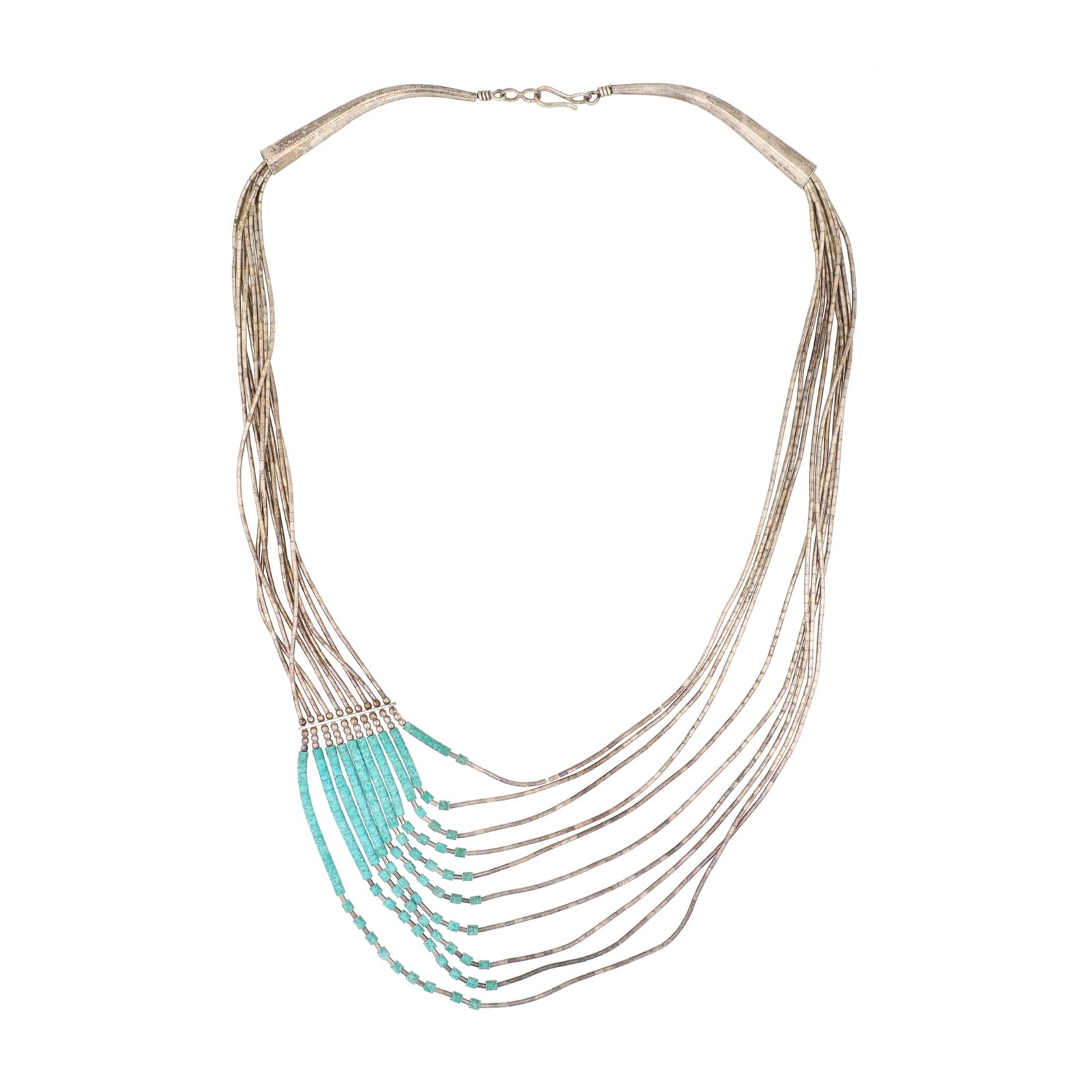 Navajo Turquoise Liquid Sterling Silver Multi Strand Necklace (1 of 5)