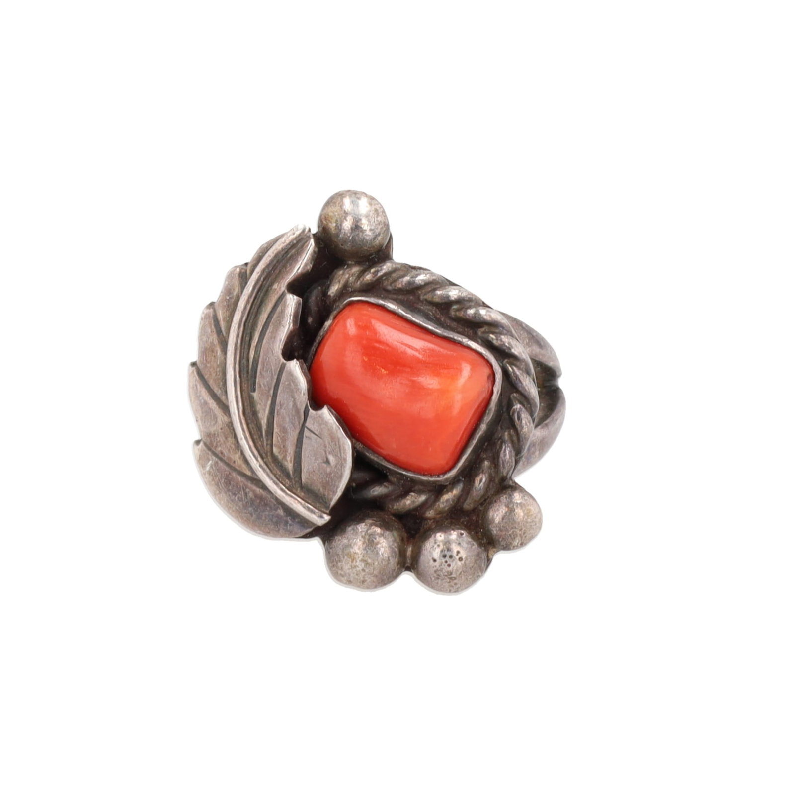 Navajo Coral Sterling Ring Sz. 6 (1 of 5)