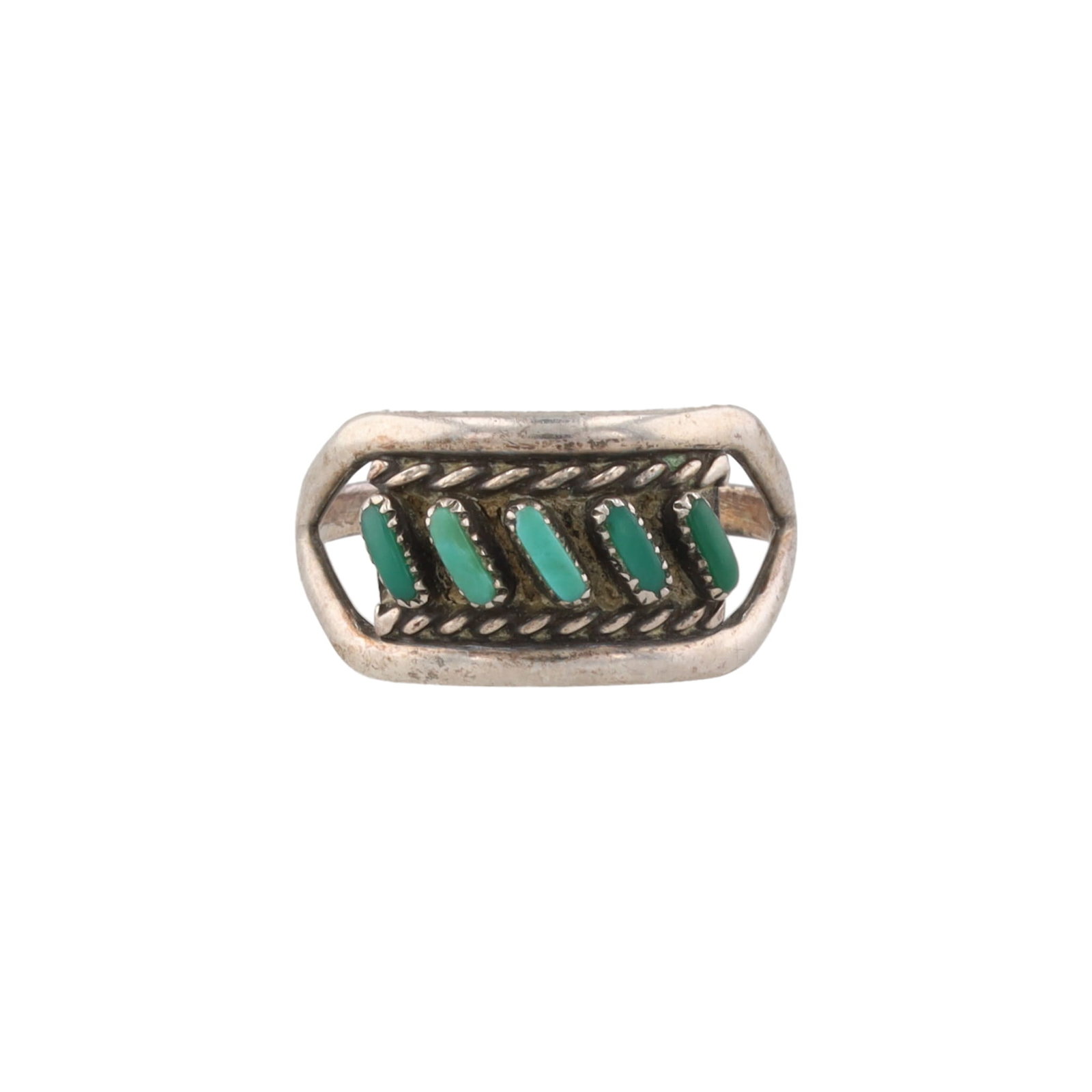 Zuni Needlepoint Turquoise Sterling Ring Sz. 5.5 (1 of 5)