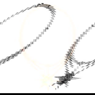 Rare Salvador Teran #156 Jasper Sterling Starburst Necklace: Rare Salvador Teran #156 Jasper Sterling Starburst Necklace 82g, 1960's