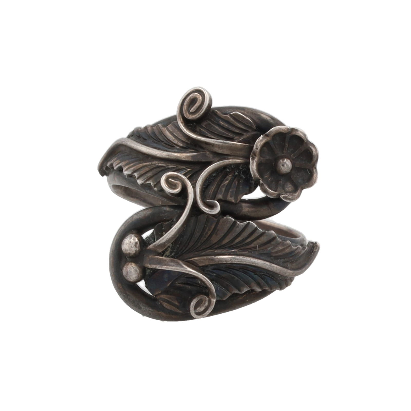Navajo Sterling Flower Wrap Ring Sz. 6.5 (1 of 5)
