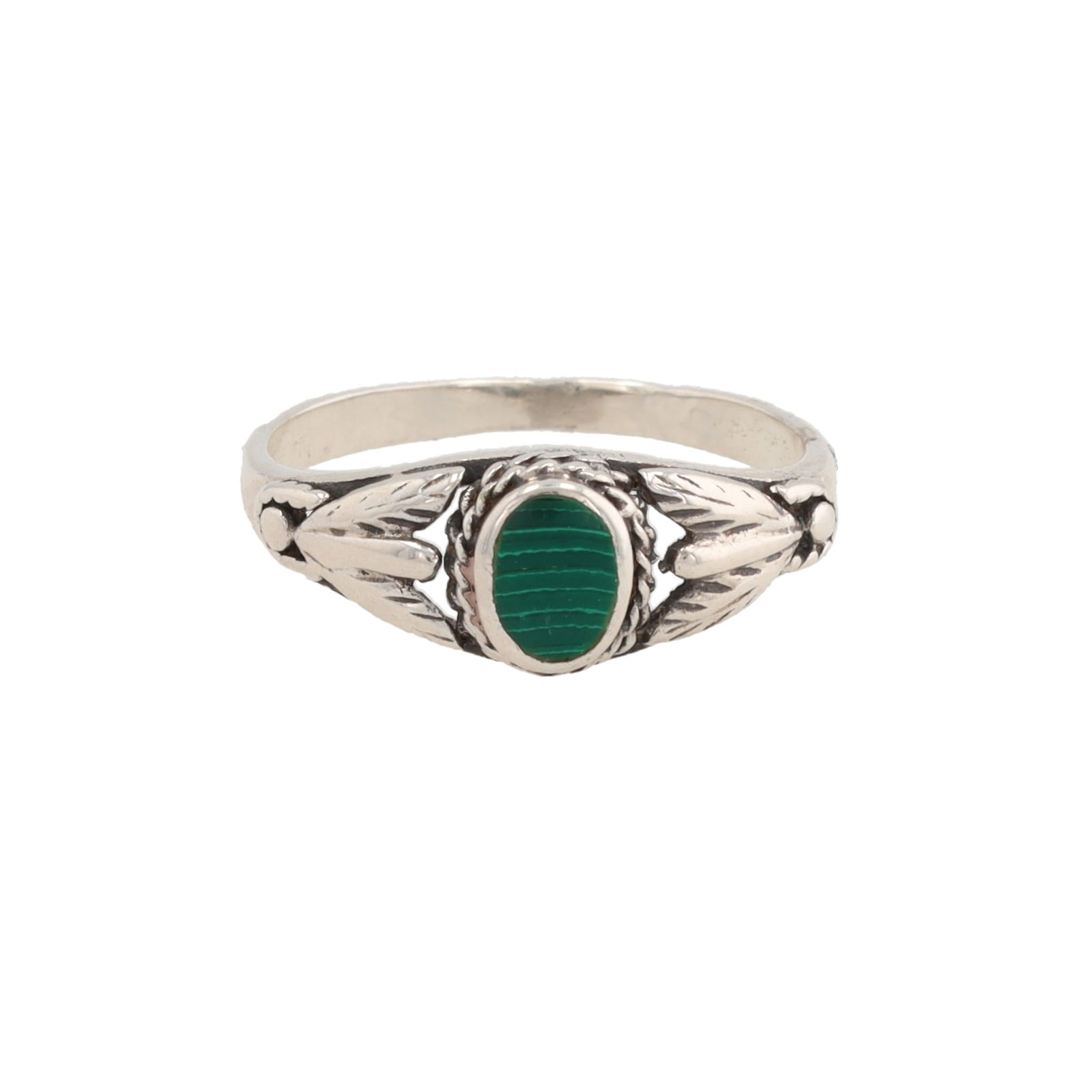 Southwest Malachite Sterling Ring Sz. 8.75 (1 of 6)