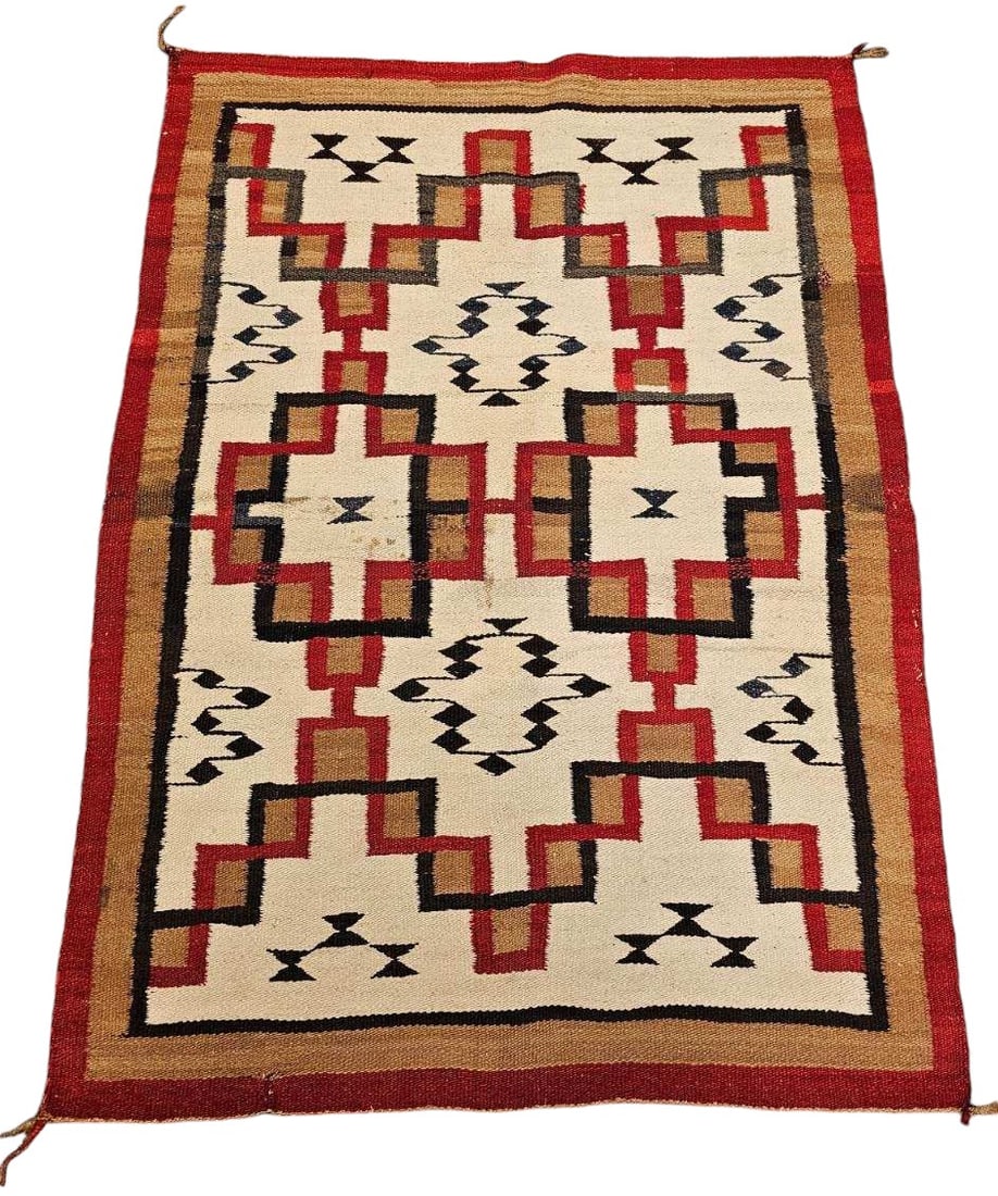 Traditional Navajo Handmade Wool Rug, 56x40.5" (1 of 3)