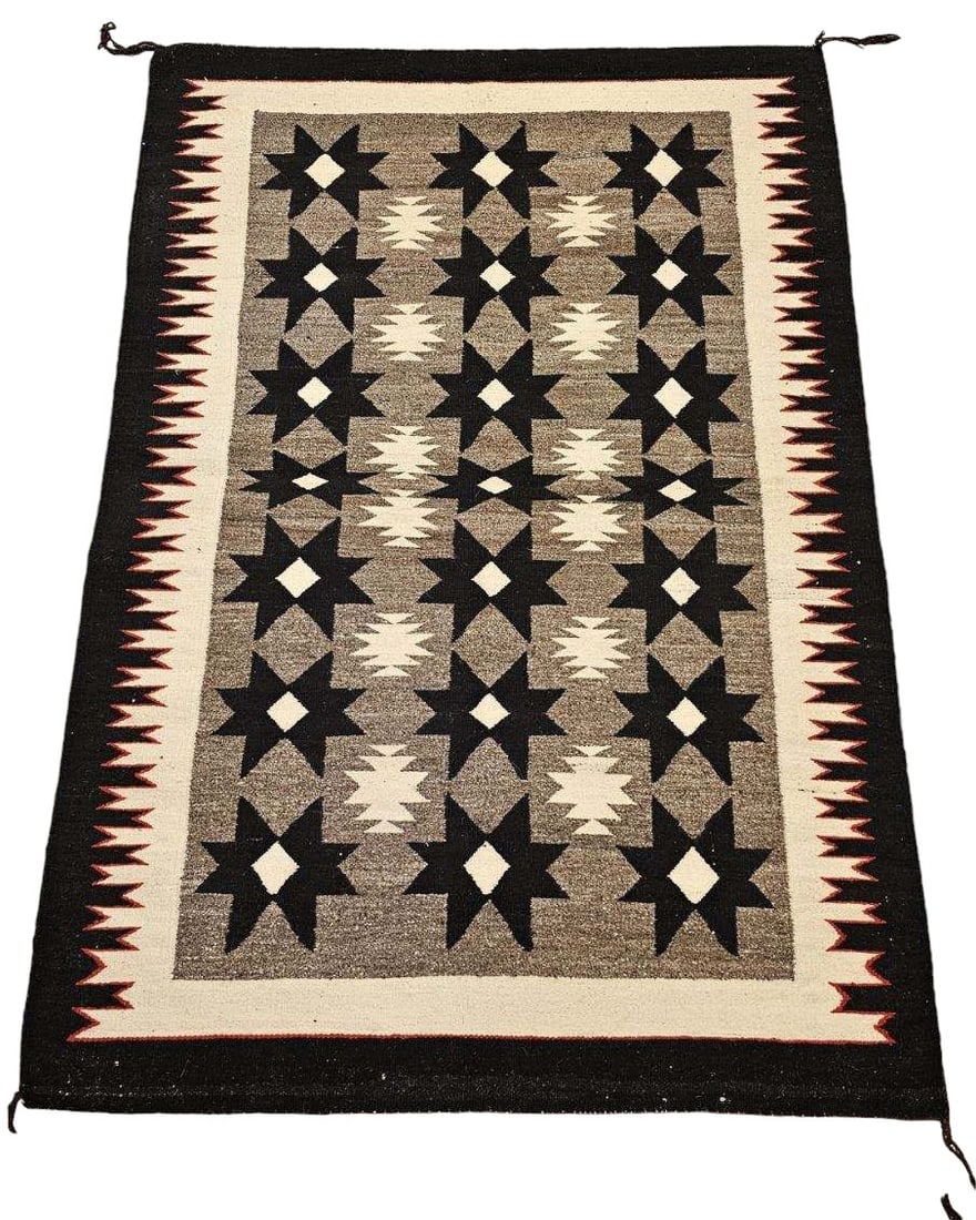 Traditional Navajo Handmade Geometric Wool Rug, 61.5x41.5" (1 of 3)