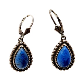 Vintage Carol Felley Sterling Lapis Lazuli Earrings 7.4g