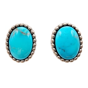 Vintage Carlisle Jewelry Co. Of Albuquerque Sterling Turquoise Earrings 9.7g