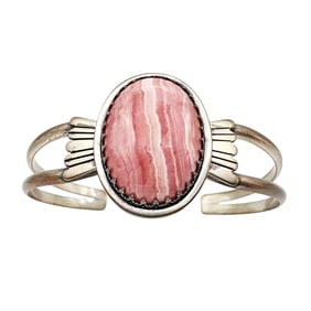 Carolyn Pollack Relios Vintage Sterling Rhodochrosite Cuff Bracelet 28.4g