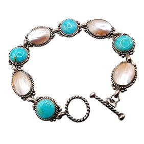 Carolyn Pollack Relios Vintage Sterling Good Fortune Multi Stone Bracelet 21.4g