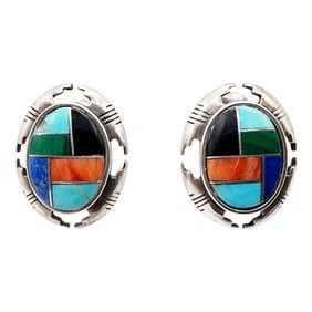 Carlisle Jewelry Co. Of Albuquerque Sterling Turquoise Multi Stone Earrings 6.5g