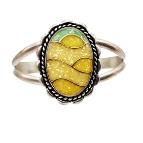 Carolyn Pollack Relios Sterling Sunset Mosaic Cuff Bracelet 26.2g