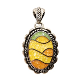 Carolyn Pollack Relios Sterling Sunset Mosaic Inlay Pendant 10.3g