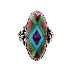 Carolyn Pollack Relios Sterling Multi Stone Ring Sz 9.25 9.1g