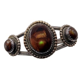 Navajo 'Harold --' Signed Sterling Fire Agate Cuff 25g