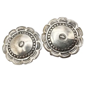 Navajo Sterling Stamped Concho Earrings 15.6g
