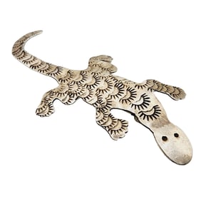 Navajo Sterling Stamped Reptile Brooch 3.8g