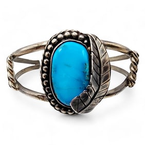 Signed 'NY'? Navajo Sterling Turquoise Cuff Bracelet 27.6g