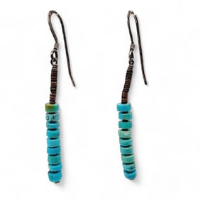Native American Heishe Turquoise Earrings 1.9g