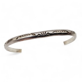 Arnold Maloney Navajo Sterling Stamped Cuff Bracelet 8.6g
