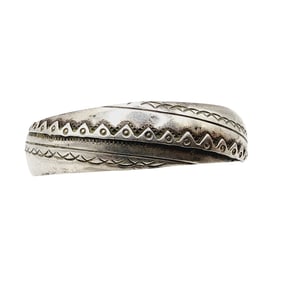 Vintage Navajo Sterling Stamped Cuff Bracelet 15.2g
