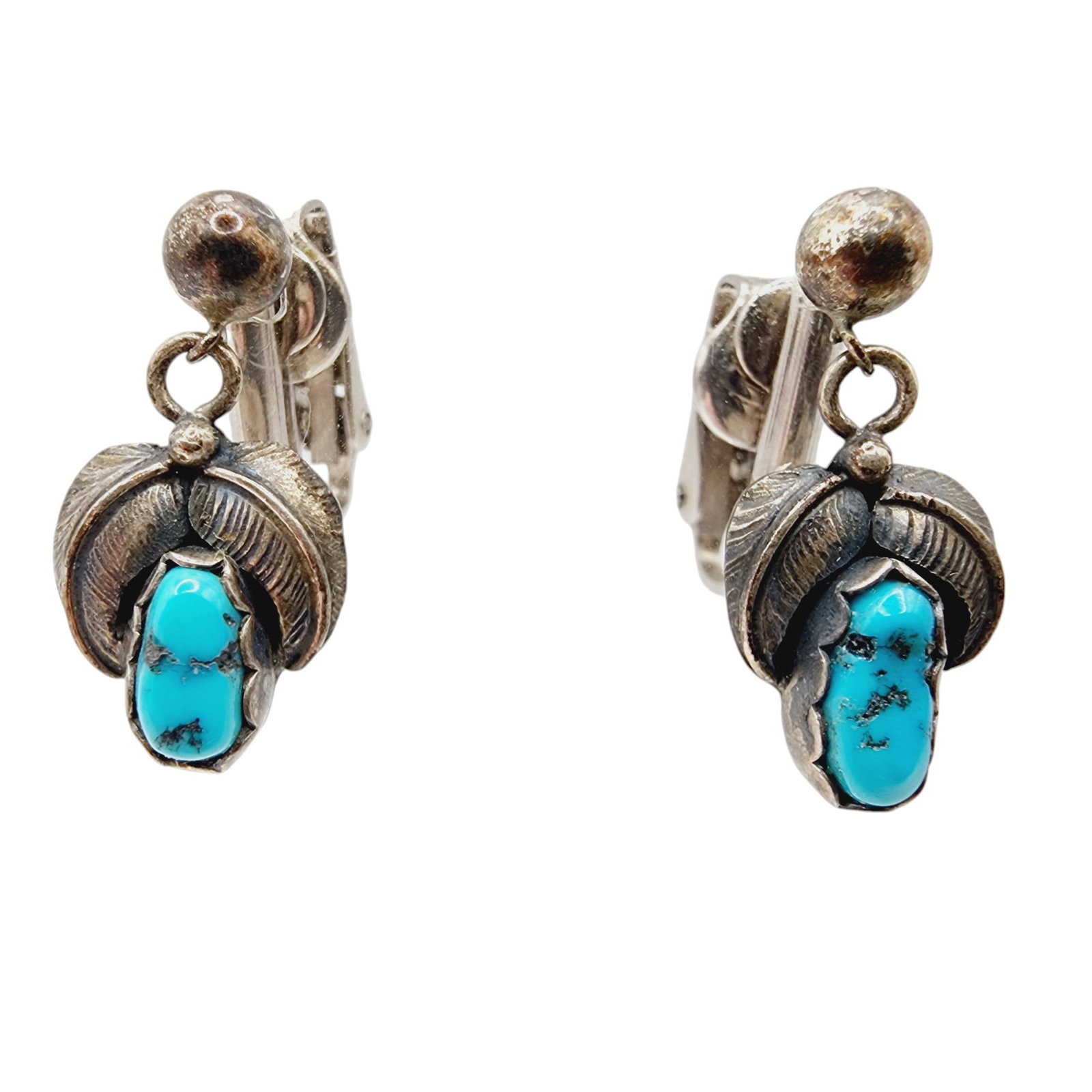 Vintage Ellen Myrtle Navajo Sterling Turquoise Earrings 4.7g: Vintage Ellen Myrtle Navajo Sterling Turquoise Earrings 4.7g
