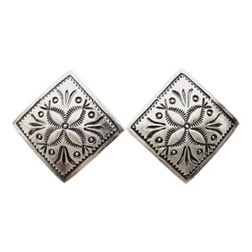Vintage Navajo Sterling Stamped Earrings 12.5g
