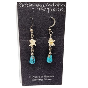 C. Anne's Of Montana' Sterling Rattlesnake Vertebrae Turquoise Earrings 1.3g