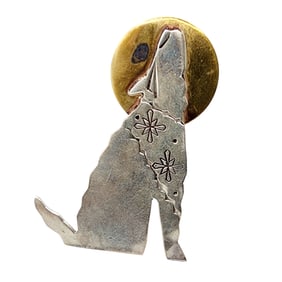 M.S. Begay Navajo Sterling Howling Woof Brooch 4.8g