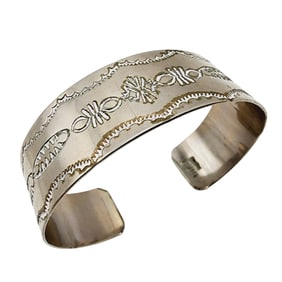 Vintage I. Jim Navajo Sterling Handstamped Cuff Bracelet 20.5g